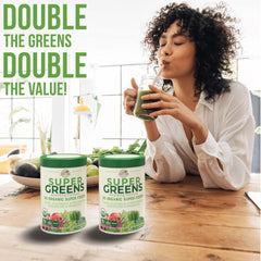 Country Farms Super Greens in a smoothie, displaying vibrant color and aroma.
