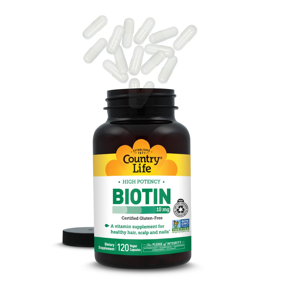 Country Life biotin 10mg daily-use scene for hair and nails support