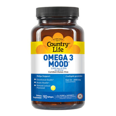 Country Life Omega 3 Mood ingredients list shows fish oil sources.