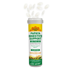 Country Life papaya enzyme blend with papain, protease, alpha-amylase for digestion.