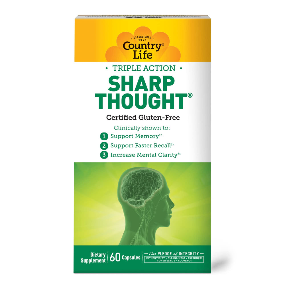 Country Life Sharp Thought daily-use setup for study and focus routines.