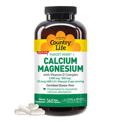 Country Life Target-Mins bottle label view showing calcium magnesium vitamin D for daily mineral support