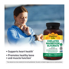Country Life vegan-certified logo signals plant-based magnesium glycinate