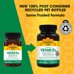 Country Life Vegan D3 5000 IU certified vegan on the label