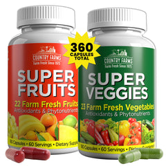Country Farms Fruits & Veggies bottle with capsules for daily nutrition