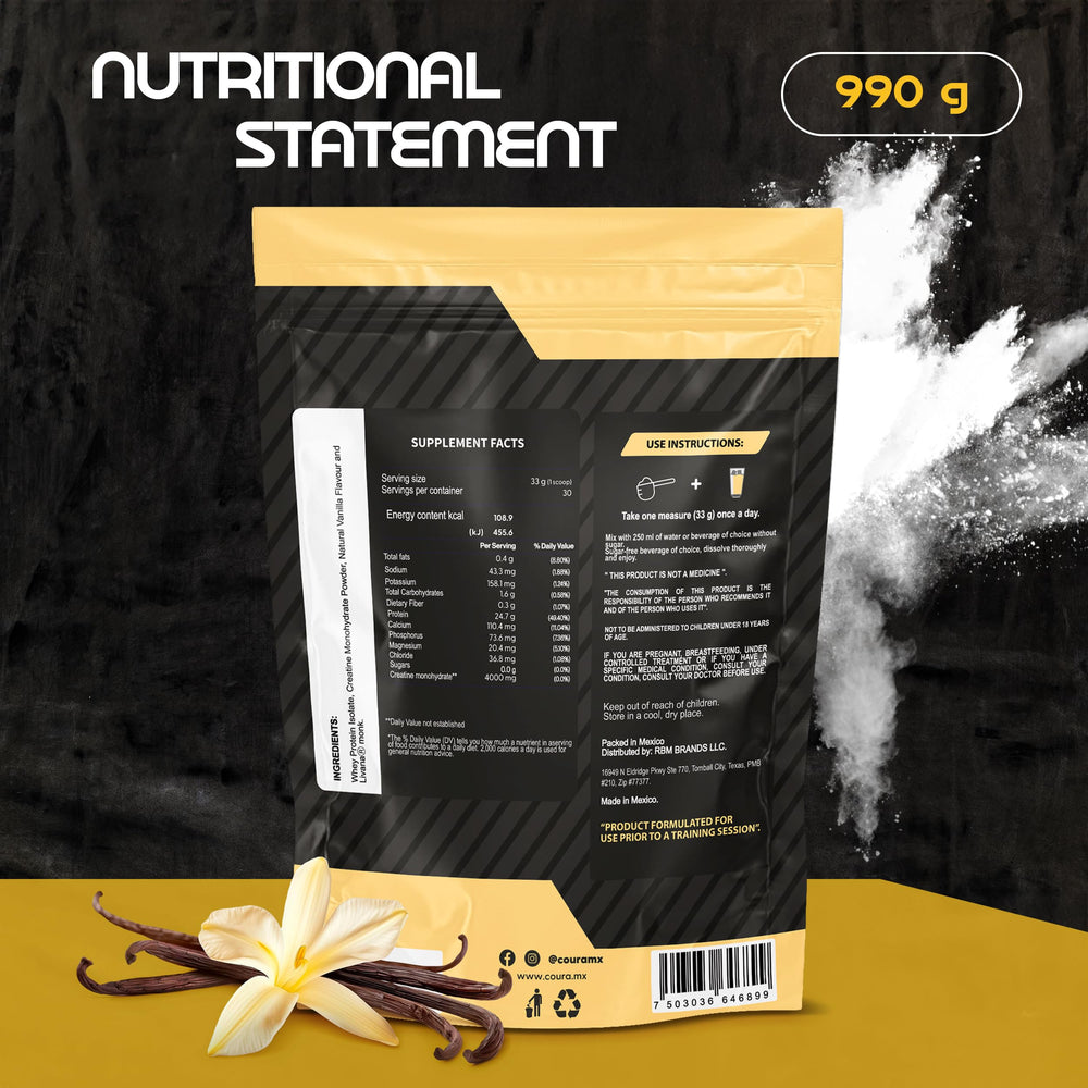 COURA Protein Performance shake with creatine being prepared.