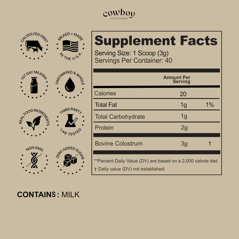 Cowboy Colostrum powder mix in water shows easy blending and smooth texture with no clumping