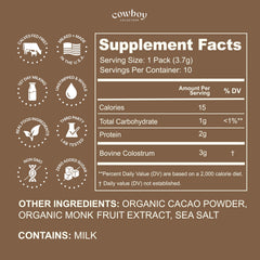 Cowboy Colostrum travel stick chocolate package for on-the-go