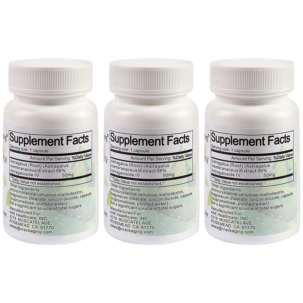 Crackaging Astragaloside IV capsule close-up highlights enteric-coated design for better absorption.