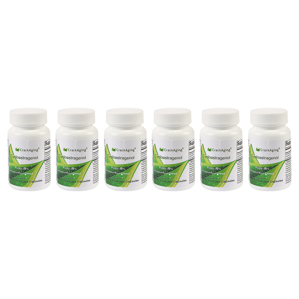 Crackaging Cycloastragenol bottle with 98% purity for enhanced absorption.