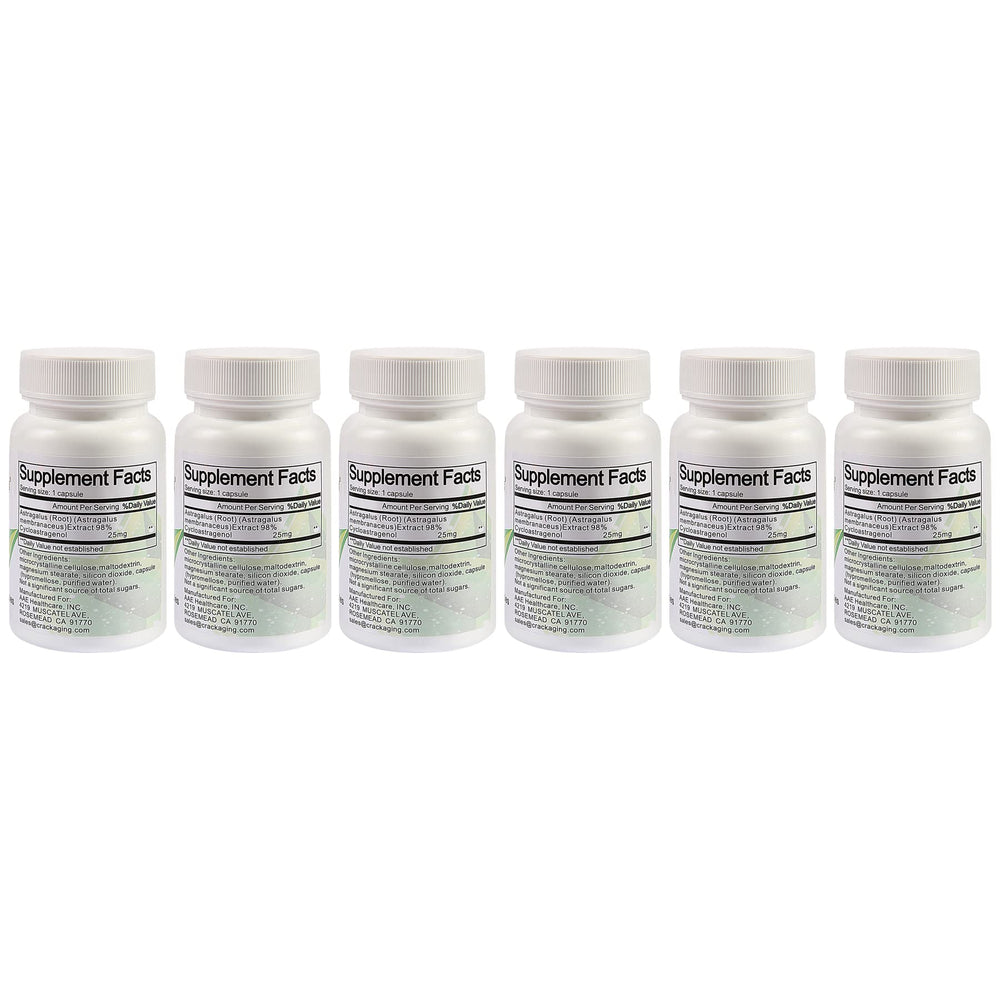 Crackaging Cycloastragenol capsules closeup highlighting high purity and bioavailability