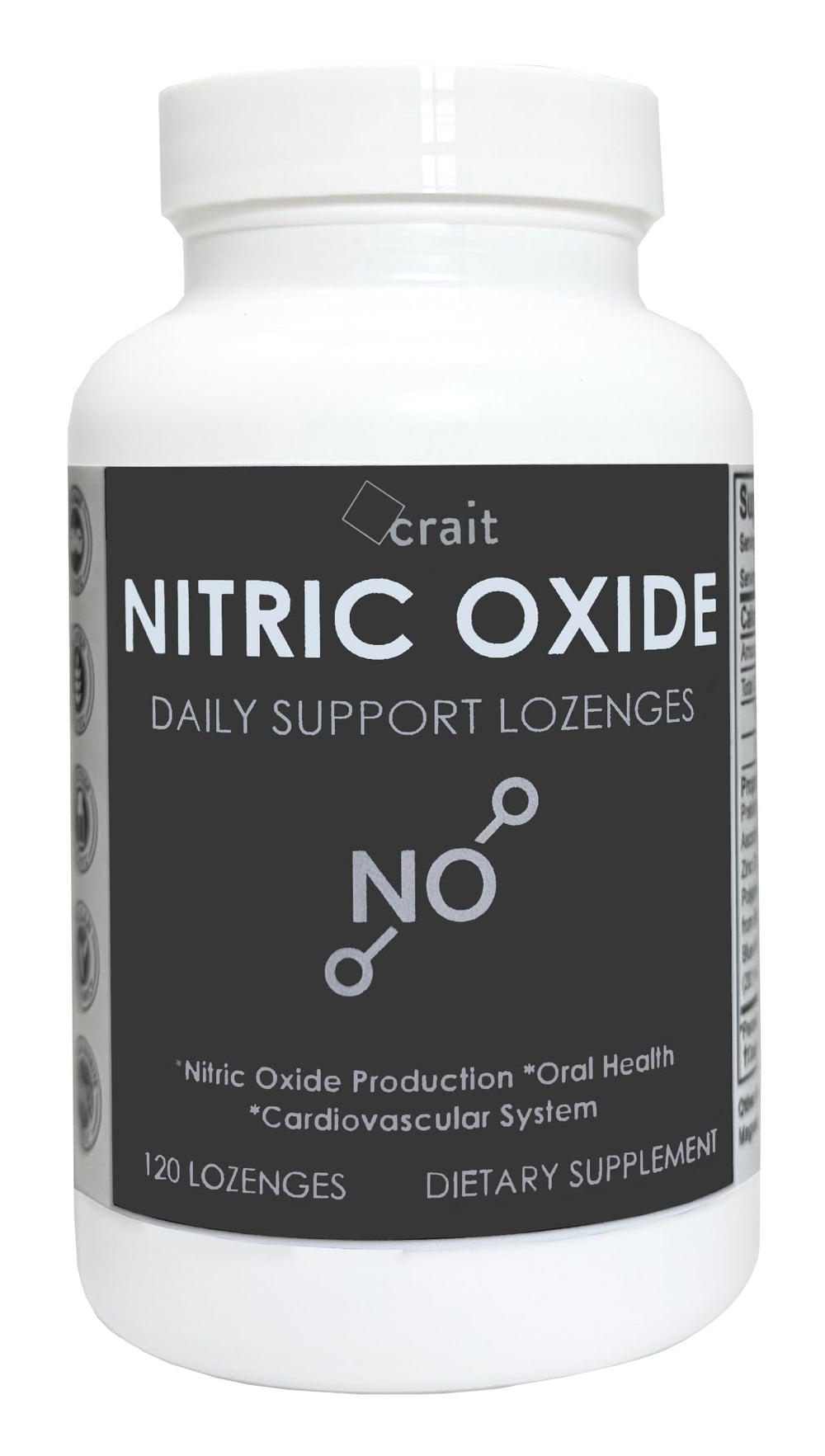 Crait Nitric Oxide Lozenges packshot highlights convenient daily support for circulation.