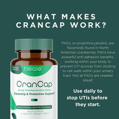 CranCap vegan gluten-free label emphasizes allergy-friendly urinary health