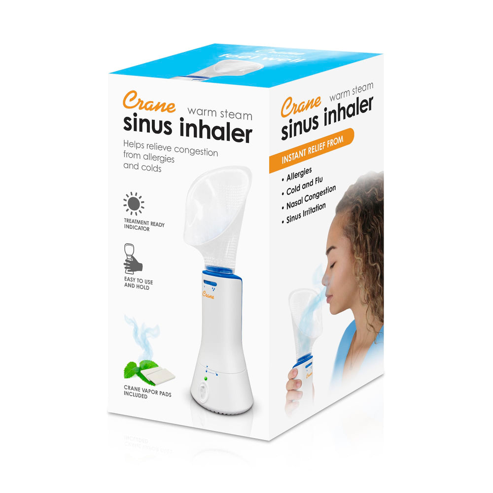 Crane corded inhaler with easy-use top housing and mask.
