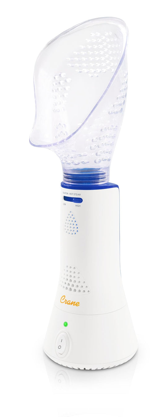 Crane corded steam inhaler with mask for targeted warm mist relief.