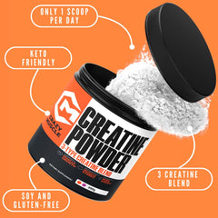 Crazy Muscle creatine powder scoop for precise, easy dosing.