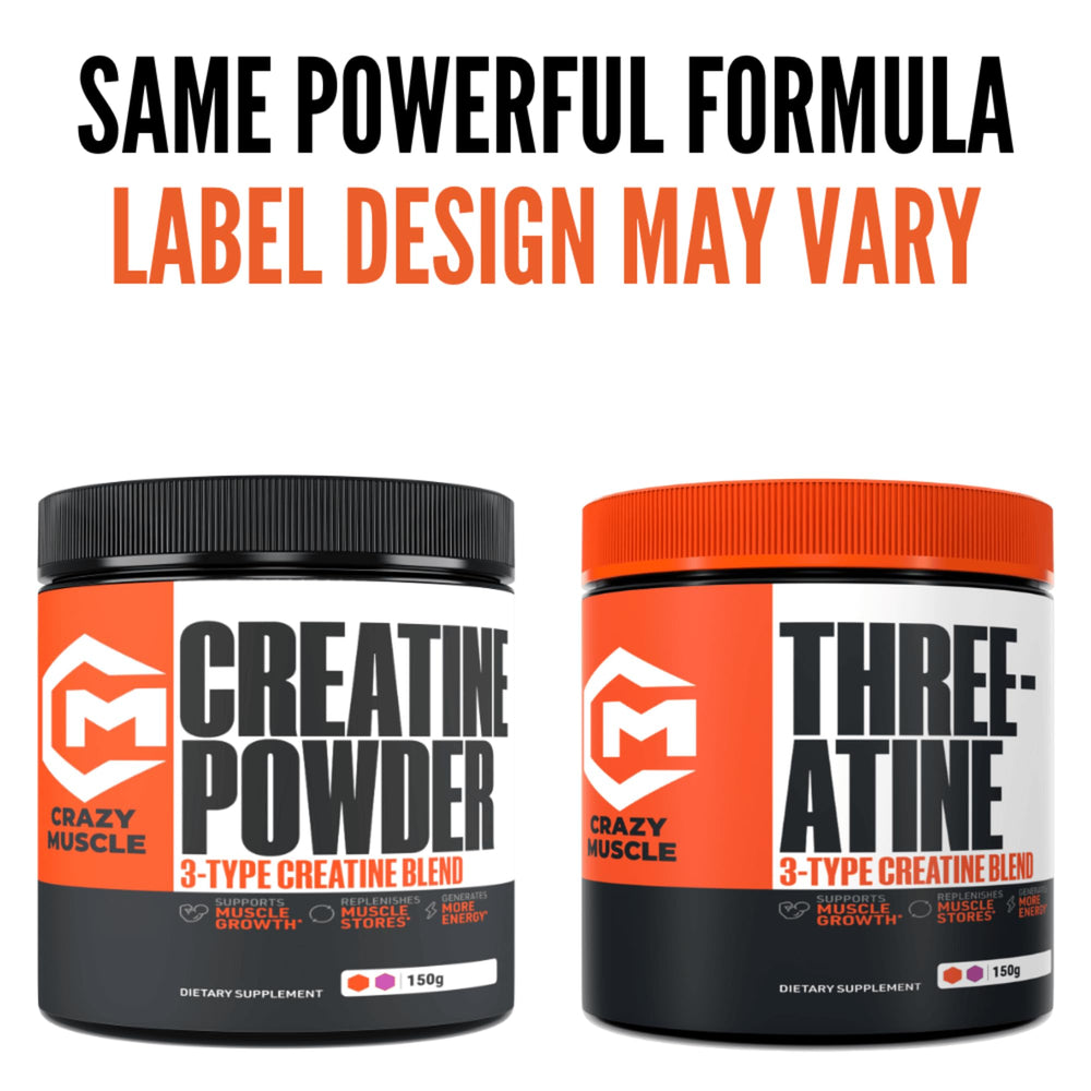 Crazy Muscle label shows gluten free and keto friendly attributes