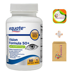 Create and Bundle Equate Vision 50+ softgels front view for daily eye support