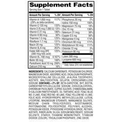 Front view advertises gluten-free and iron-free formula.