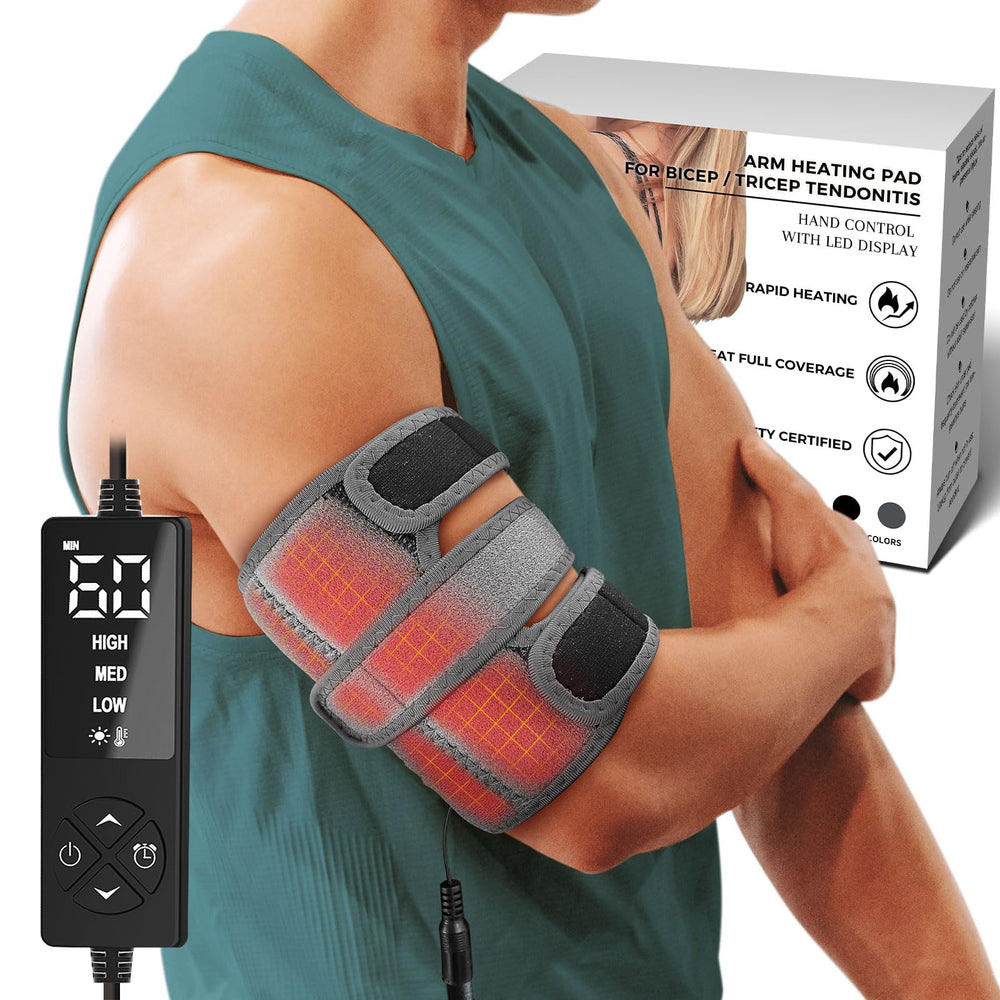 CREATRILL upper arm heating pad sleeve for targeted warmth on the biceps.