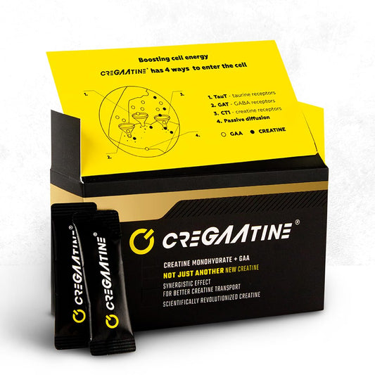 CreGAAtine micronized creatine bottle front view for strength support