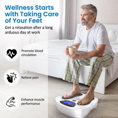 Creliver EMS Foot Stimulator Pro 2 worn on the foot during session for tired-foot relief potential