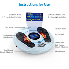 Creliver full-body therapy use demonstrating combined foot and body relief.