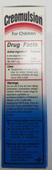 Creomulsion Children's Cough Syrup label close-up for easy identification and use.