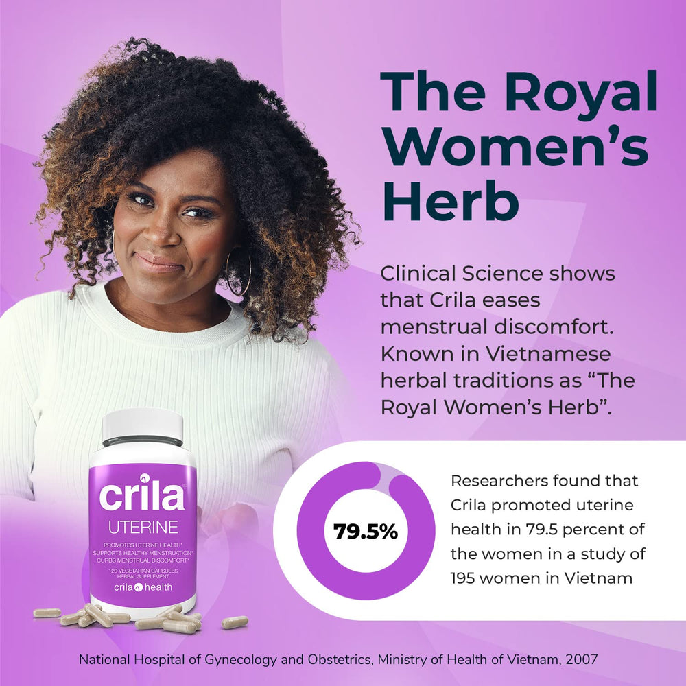 CRILA ovarian health packaging showing a natural estrogen-free approach