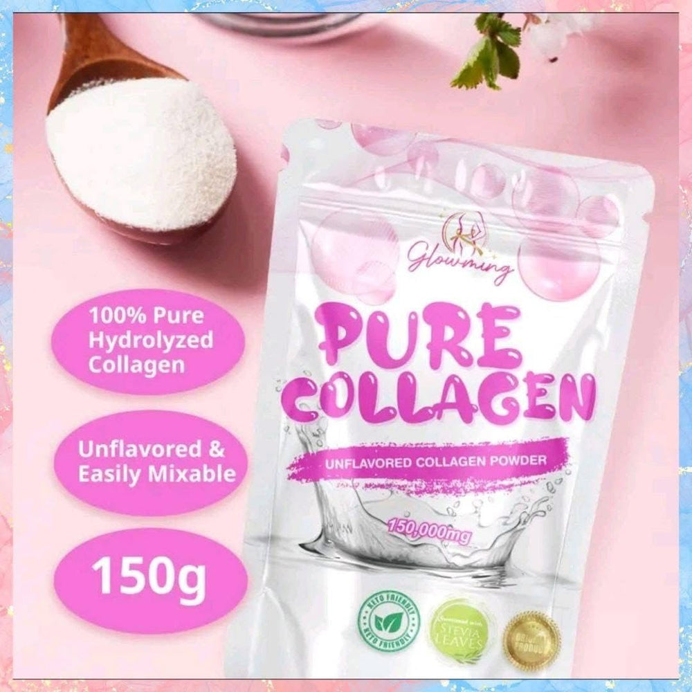 Cris Cosmetics Glowming Pure Collagen Powder added to smoothies for daily protein support.