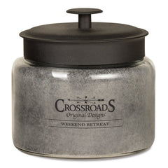 Crossroads Weekend Retreat candle with four lead-free wicks delivering clean-burning scent of exotic spices and cedar