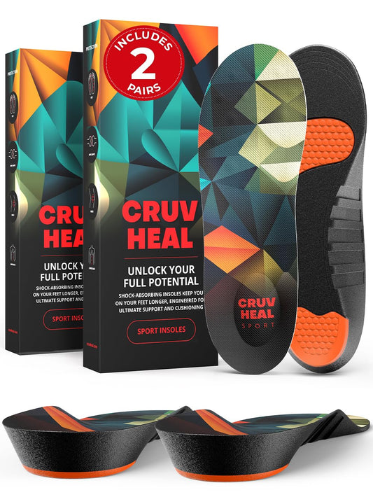 CRUVHEAL sport insoles front view showing enhanced padding for athletic comfort