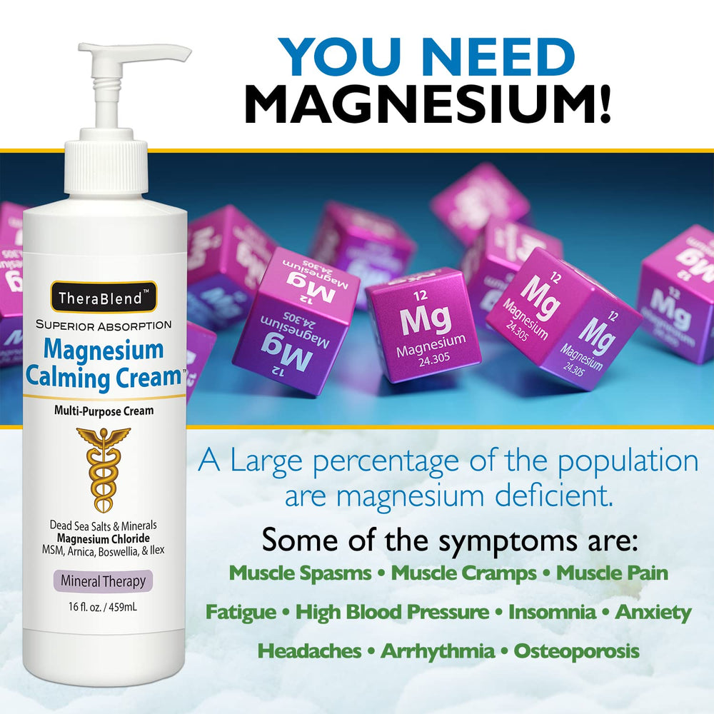 CryoDerm Magnesium Calming Cream label close-up showing mineral-rich formula for daily calm