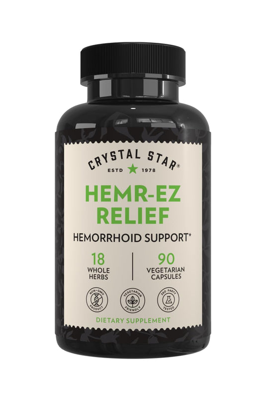 Crystal Star Hemr-Ez Relief capsules provide gentle, on-the-go support