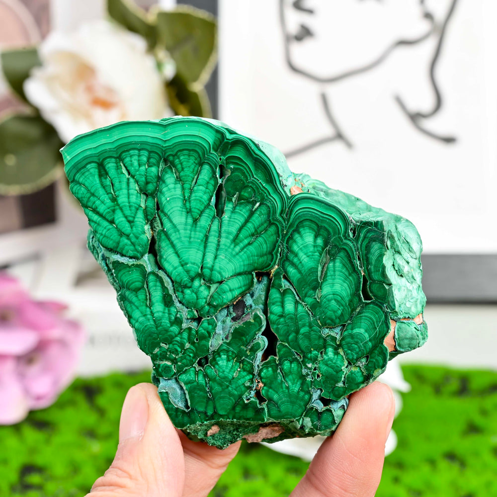 CrystalHola malachite energy array setup for aesthetic display