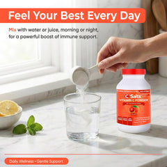 Glass of tart citrus drink created with C-Salts powder.