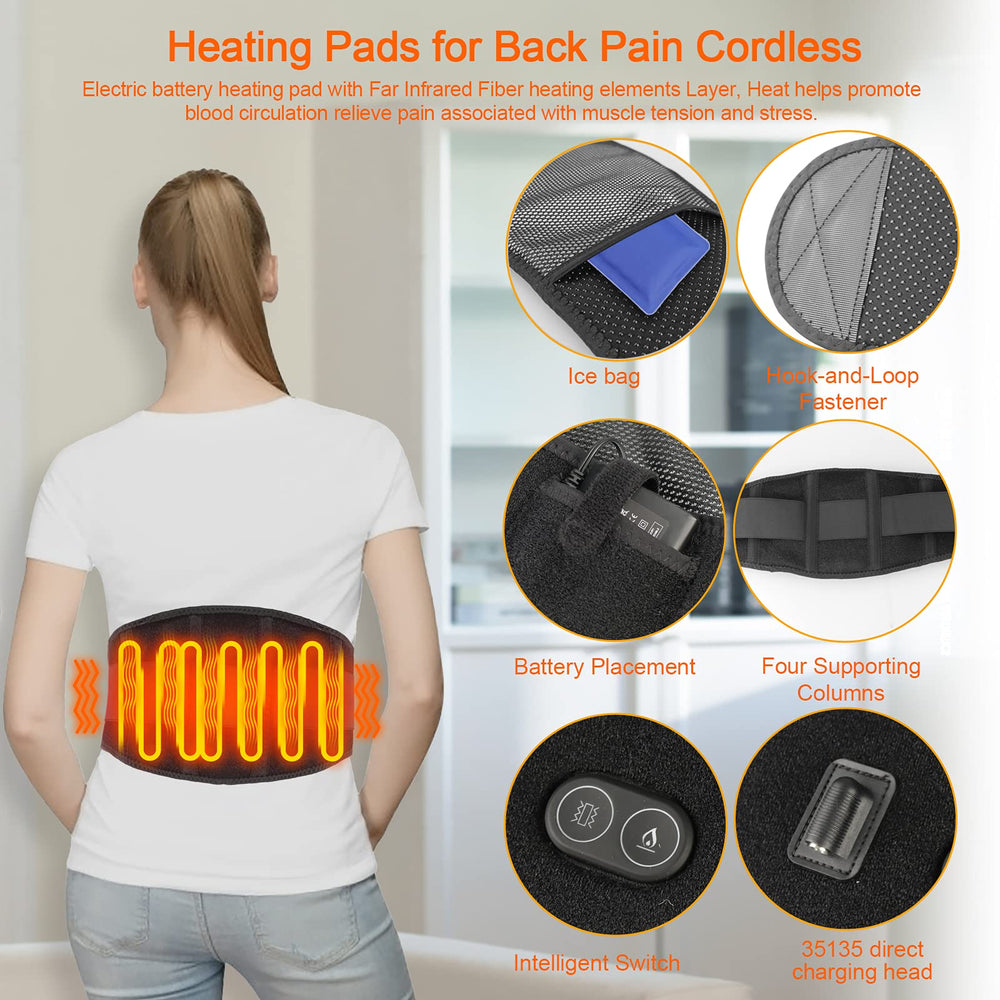 CUEHEAT heated waist belt massage mode demonstration for back relief.