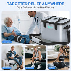 CUEME portable therapy pad compatible with knee, shoulder, hip, and ankle.