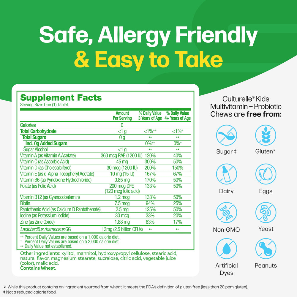 Culturelle Kids Complete chewables fruit punch flavor ready for daily use.