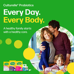 Culturelle LGG probiotic chewables orange package highlighting trusted strain for gut balance.