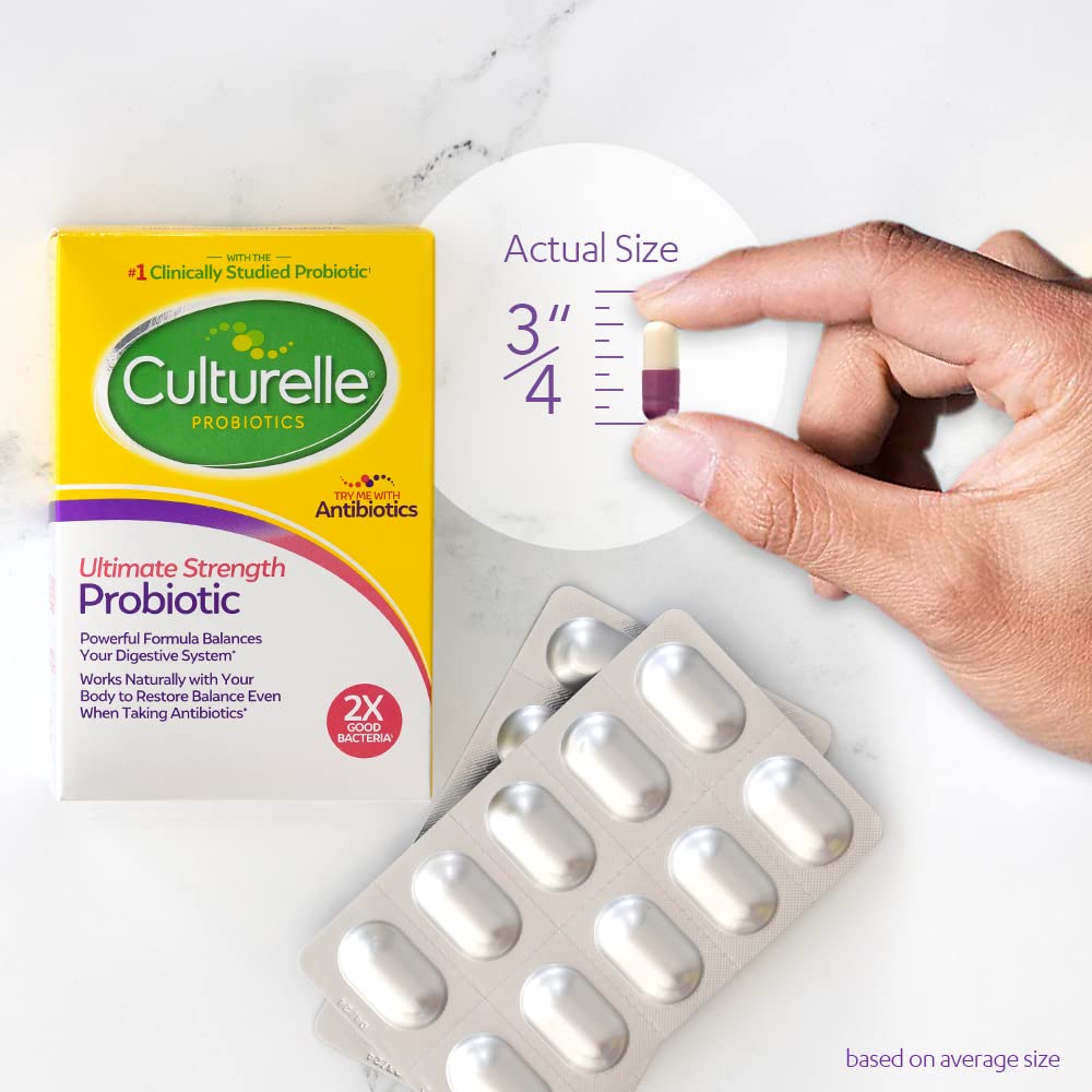 Culturelle Ultimate Strength LGG probiotic logo on label emphasizes trusted science.