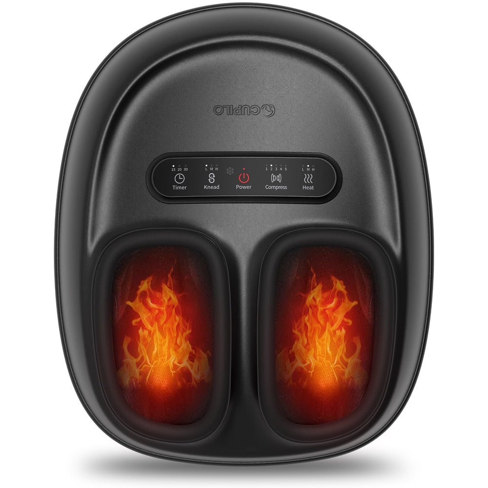 CuPiLo foot massager full-wrap design targets arches and heels for full-foot relief.