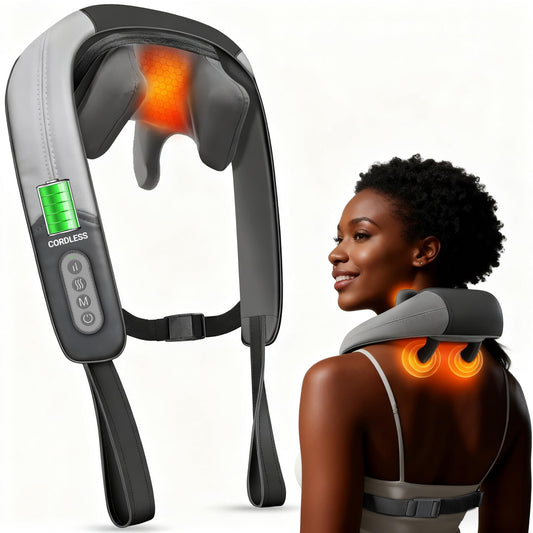 CuPiLo FSA neck massager in wearable strap design for hands-free relief.