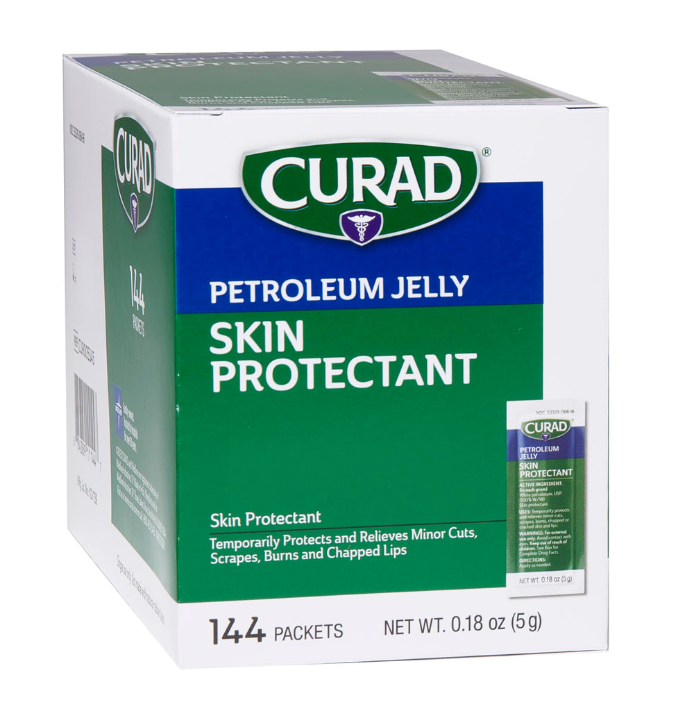 Curad petroleum jelly helps protect healing skin after minor scrapes or burns.