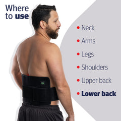 CURALIGHT belt on arm during use highlights targeted heat and light exposure for upper limb comfort
