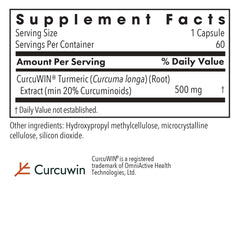 CurcuWIN 500 capsules front view highlighting convenient vegetarian capsule format.