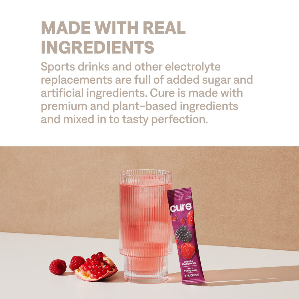 Cure Hydration Berry Pomegranate travel jar for on-the-go hydration.