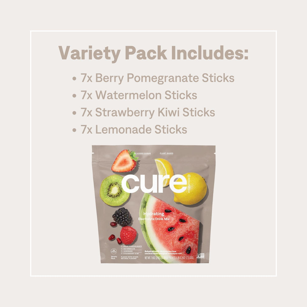 Pouring Cure Hydration from a packet into water