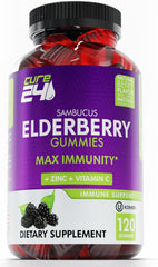 Cure24 Sambucus Gummies pack shot highlighting everyday wellness benefits