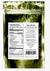 CurEase Beef Adrenal powder label closeup highlighting grass-fed origin and quality.